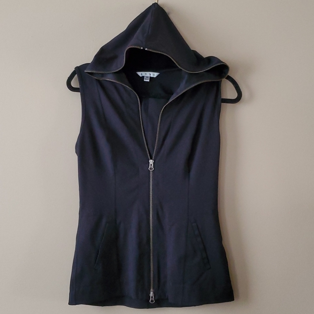 CAbi Black Sleeveless Zip Hoodie Tank